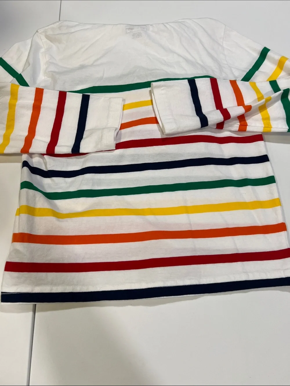 Ralph Lauren Kids White Hoodie with Multicolor Stripes - 10/12, EUC